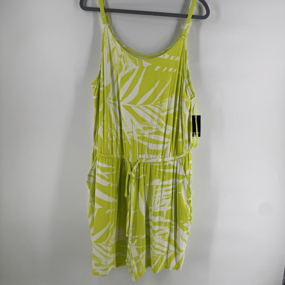 Torrid Women’s Plus Size Tropical Romper 2X Lime Green Palm Print NWT